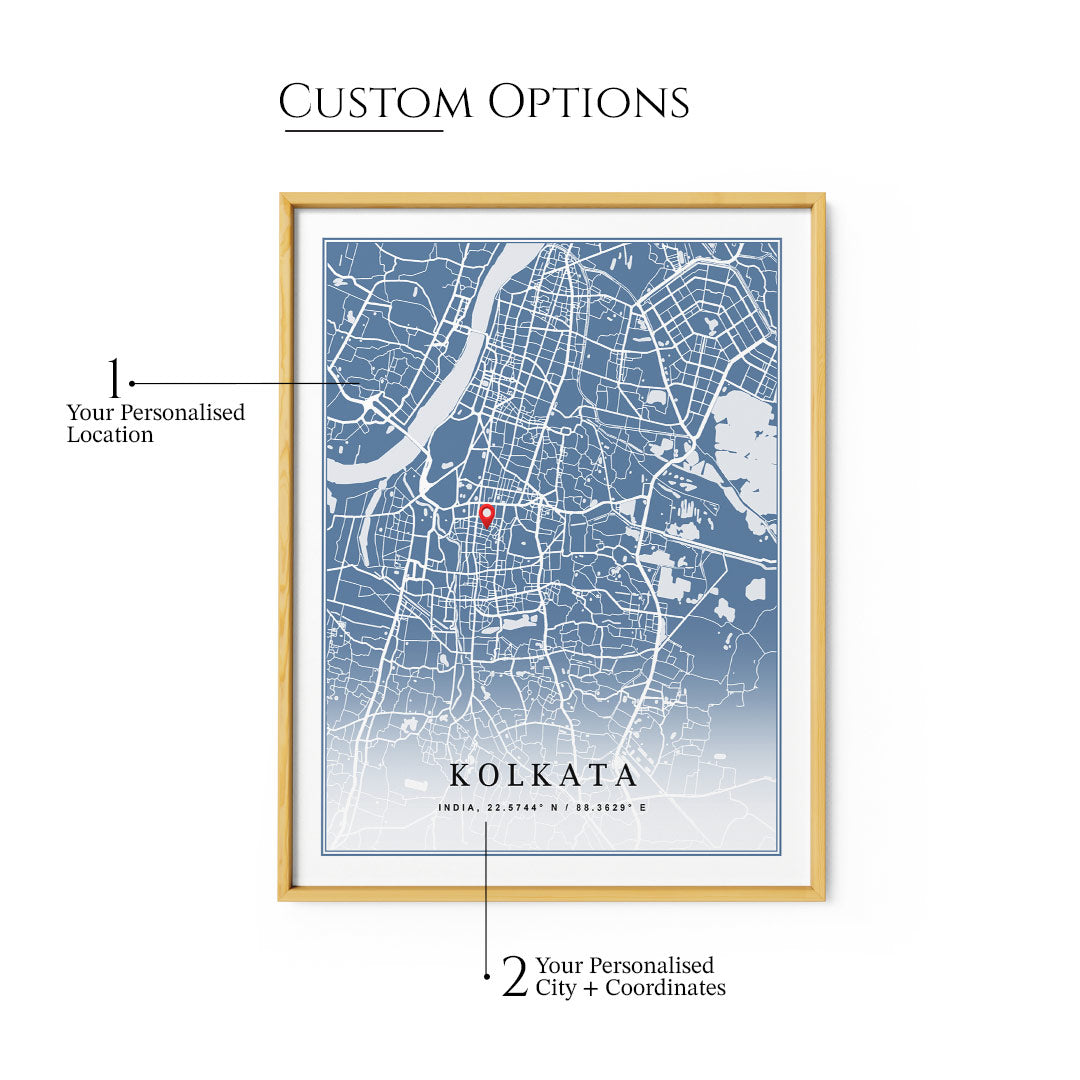 Custom Map Art - Powder Blue - Classic - XS / Matte Paper / Rolled Art - Nook At You