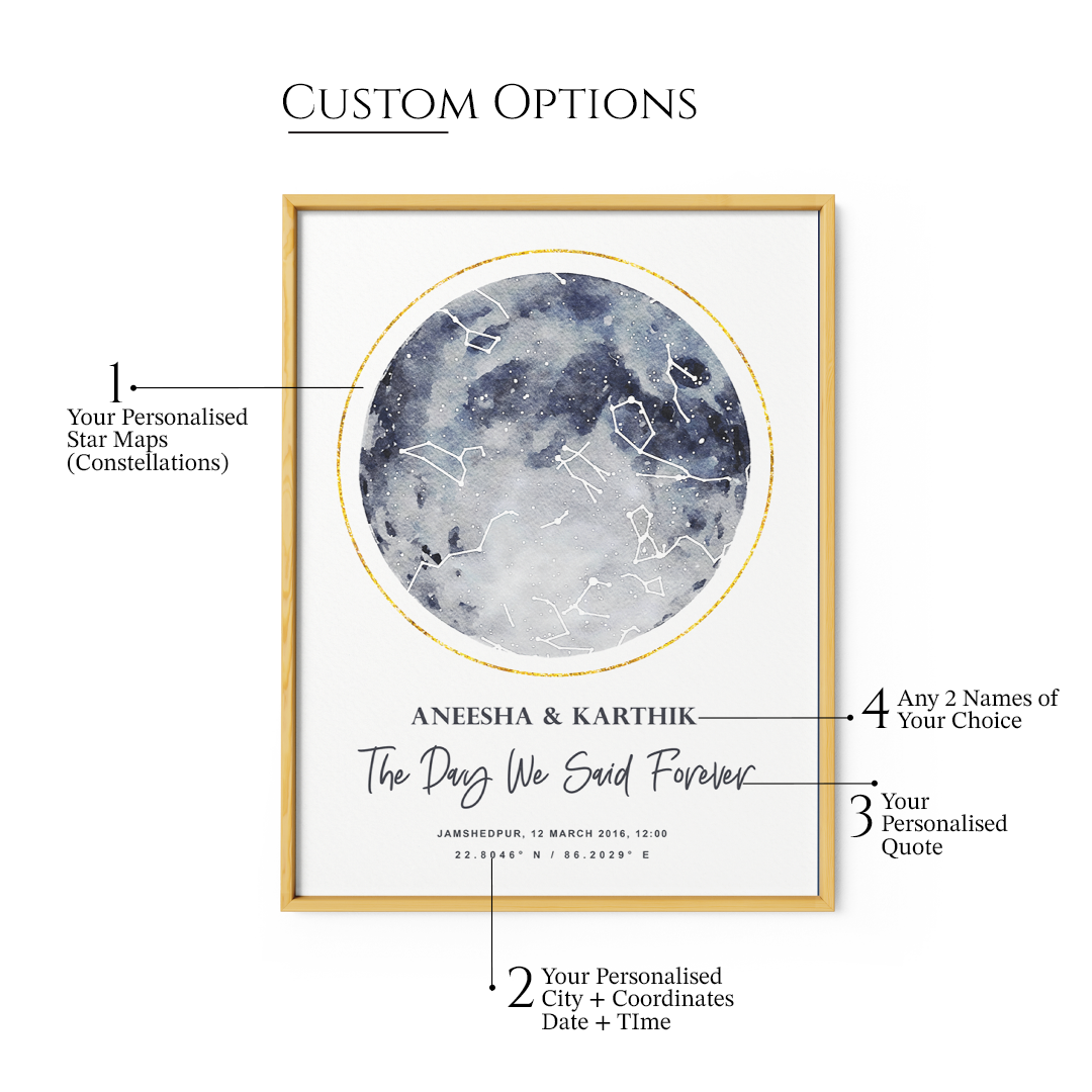 Custom Star Map Art - Moon - XS / Matte Paper / Rolled Art - Nook At You