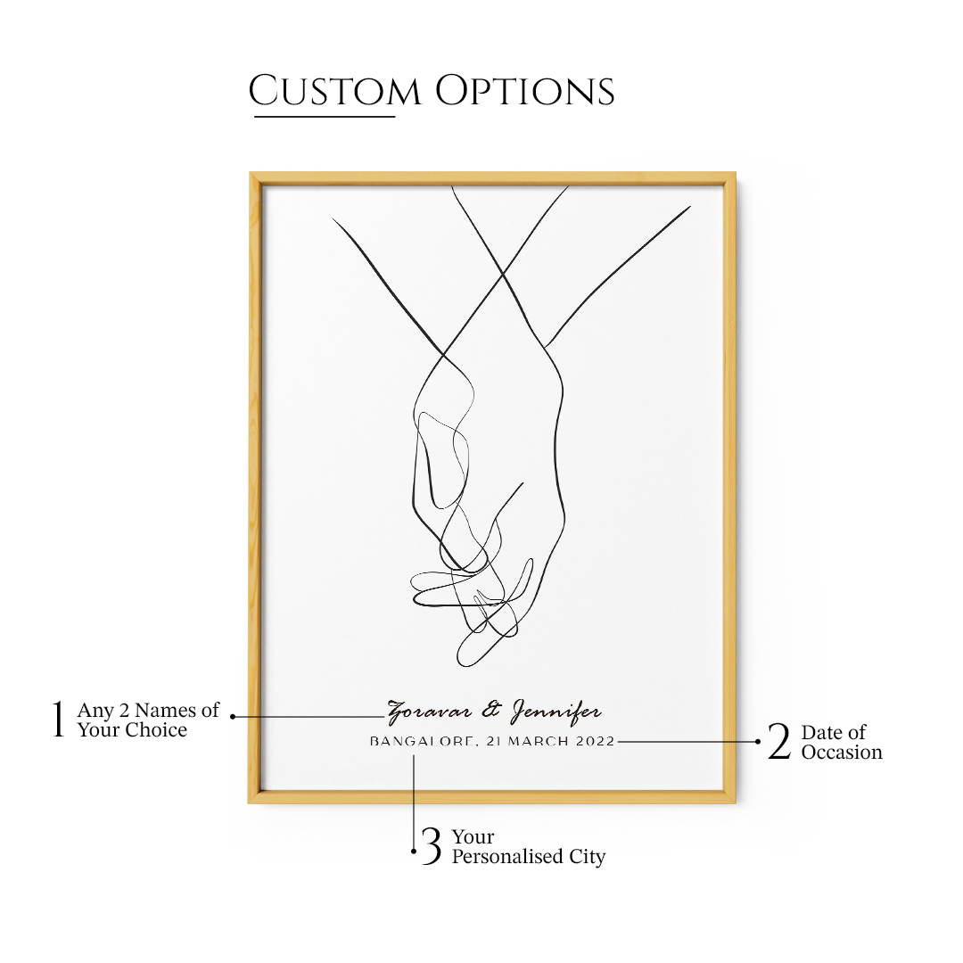 Personalized Line Art - Clasp (White) - XS / Matte Paper / Rolled Art - Nook At You