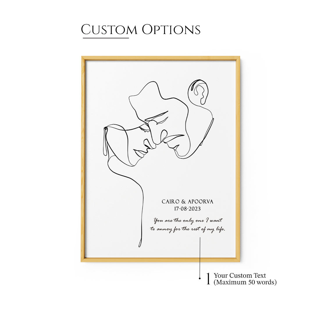 Personalized Line Art - Love (White) - XS / Matte Paper / Rolled Art - Nook At You