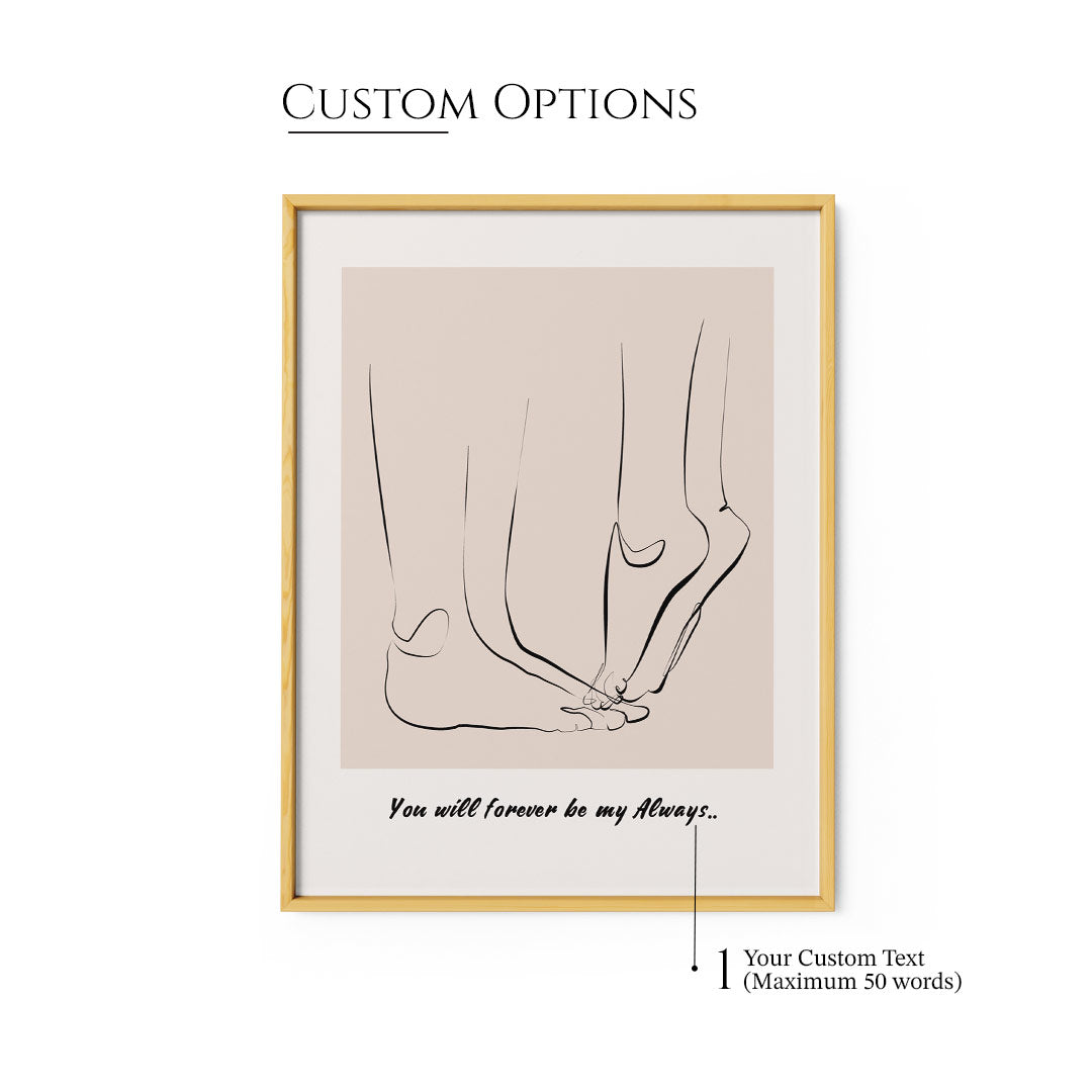 Personalized Line Art - Tip Toe (Beige) - XS / Matte Paper / Rolled Art - Nook At You