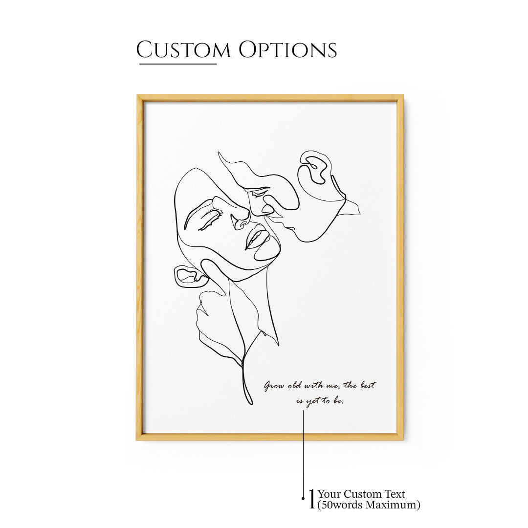 Personalized Line Art - Embrace (White) - XS / Matte Paper / Rolled Art - Nook At You