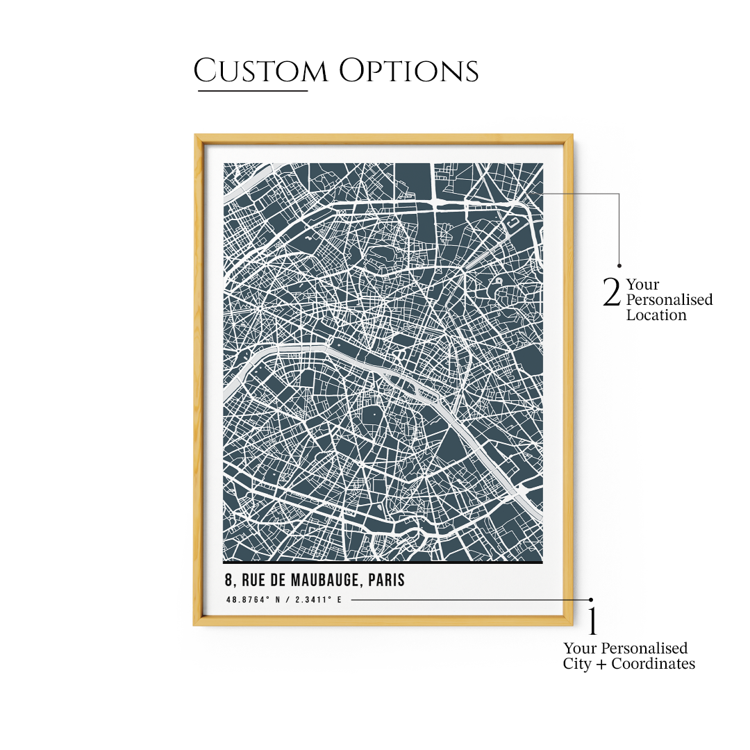 Custom Street Map Art - Deep Blue - Pantone - XS / Matte Paper / Rolled Art - Nook At You