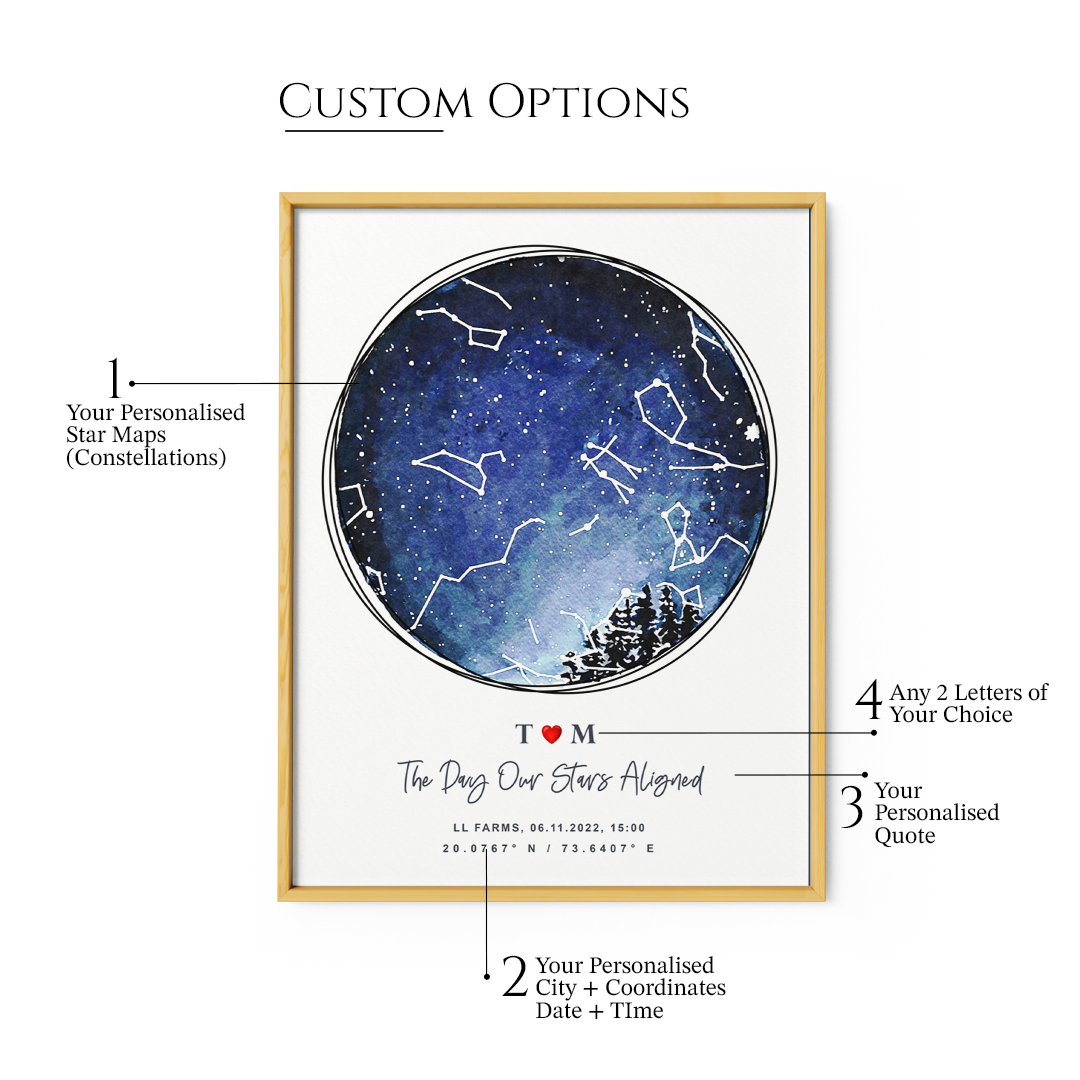 Personalized Star Map - Starry Night - XS / Matte Paper / Rolled Art - Nook At You
