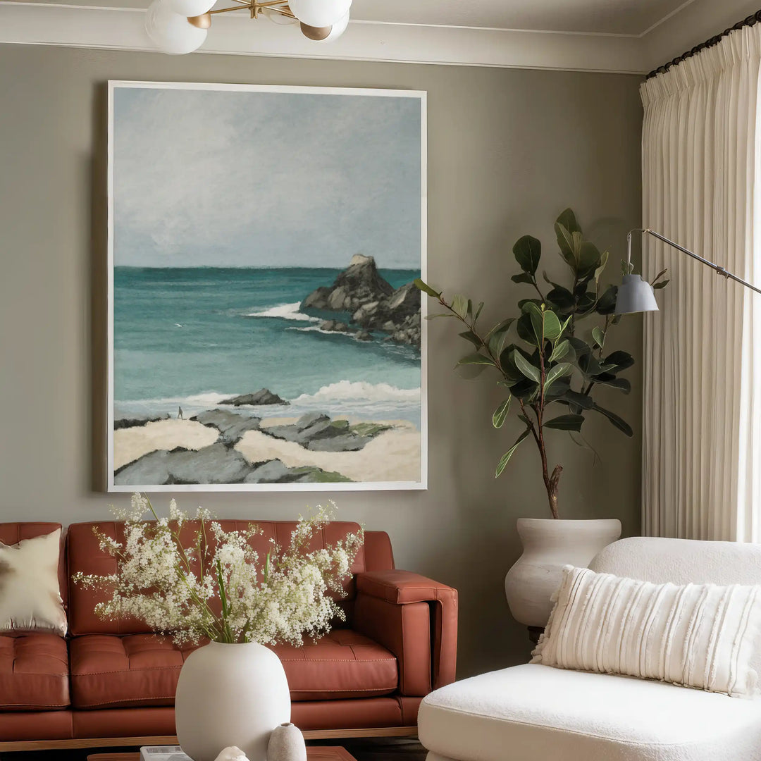 Trevone Bay Portrait Canvas Landscape Paintings - XS / Matte Paper / Rolled Art - Nook At You