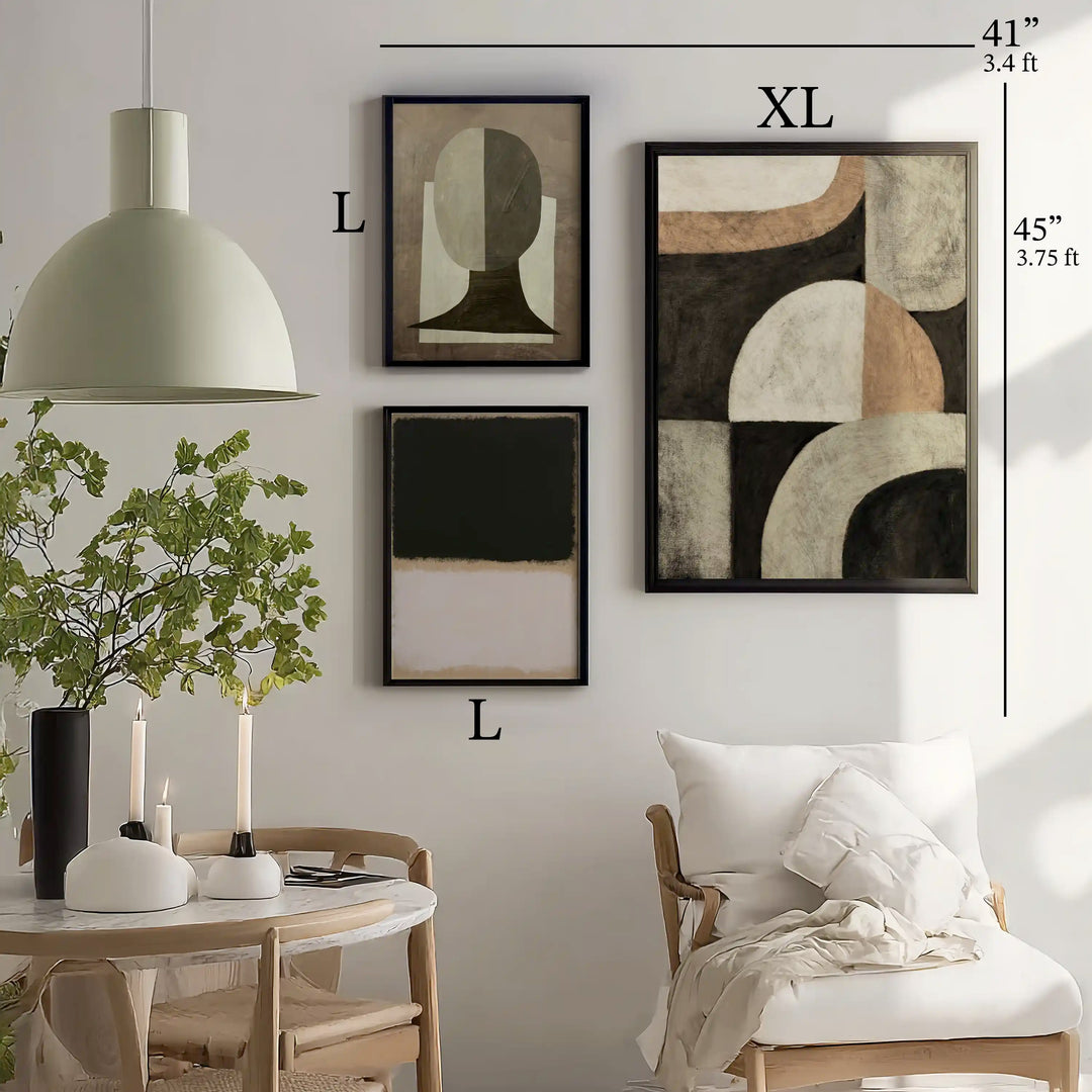 Architectural Calm Gallery Wall Set of 3 - 41Wx45H / Matte Paper / Rolled Art - Nook At You