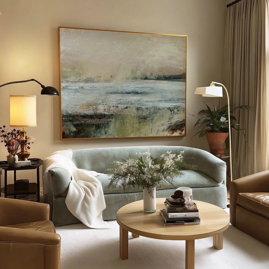 Langstone Horizontal Abstract Painting On Canvas - XS / Matte Paper / Rolled Art - Nook At You