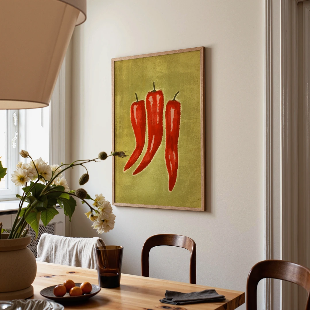 Hot Chili Trio Gourmet Wall Art Poster - XS / Matte Paper / Rolled Art - Nook At You