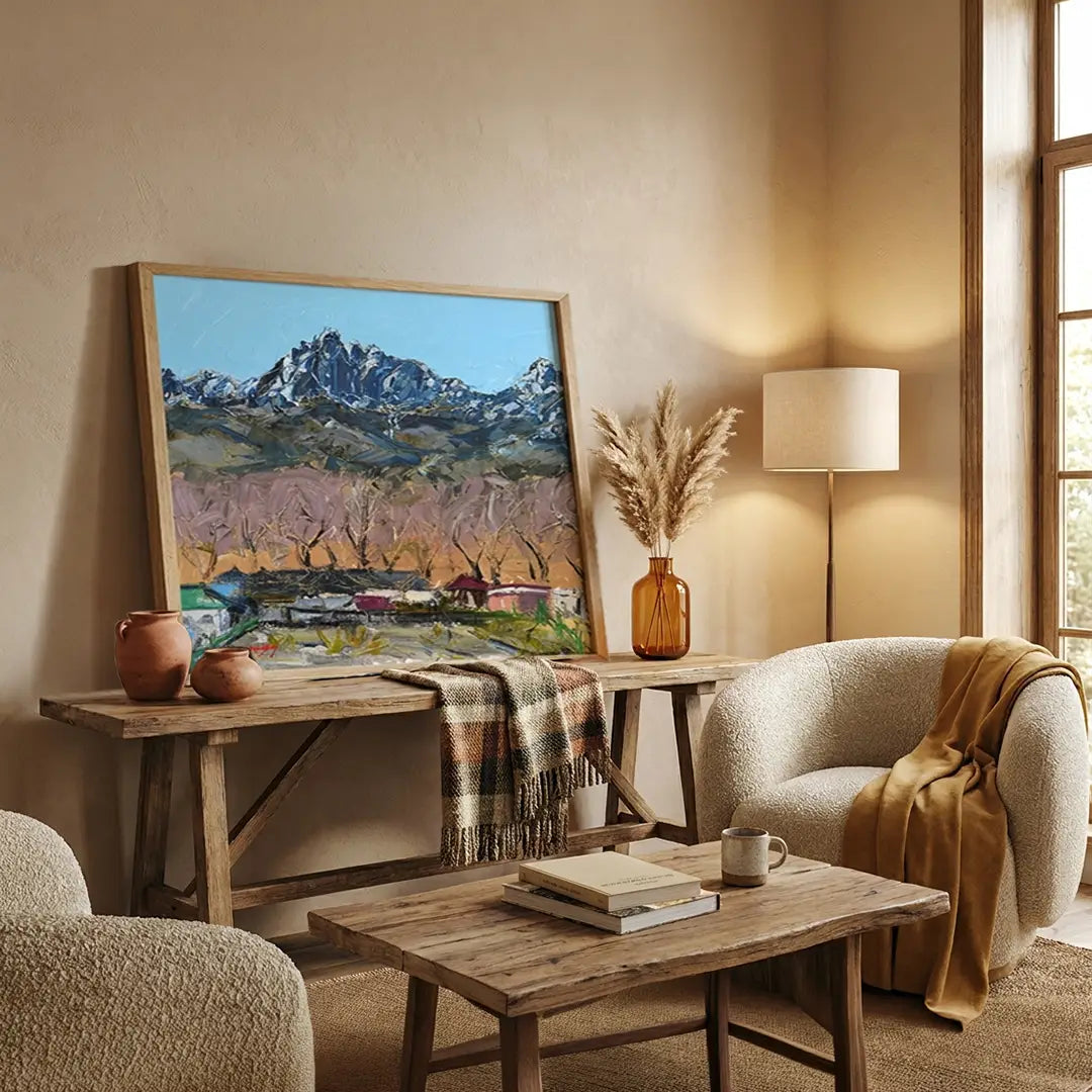 Colorful Mountain Village View Landscape Wall Art Print - XS / Matte Paper / Rolled Art - Nook At You