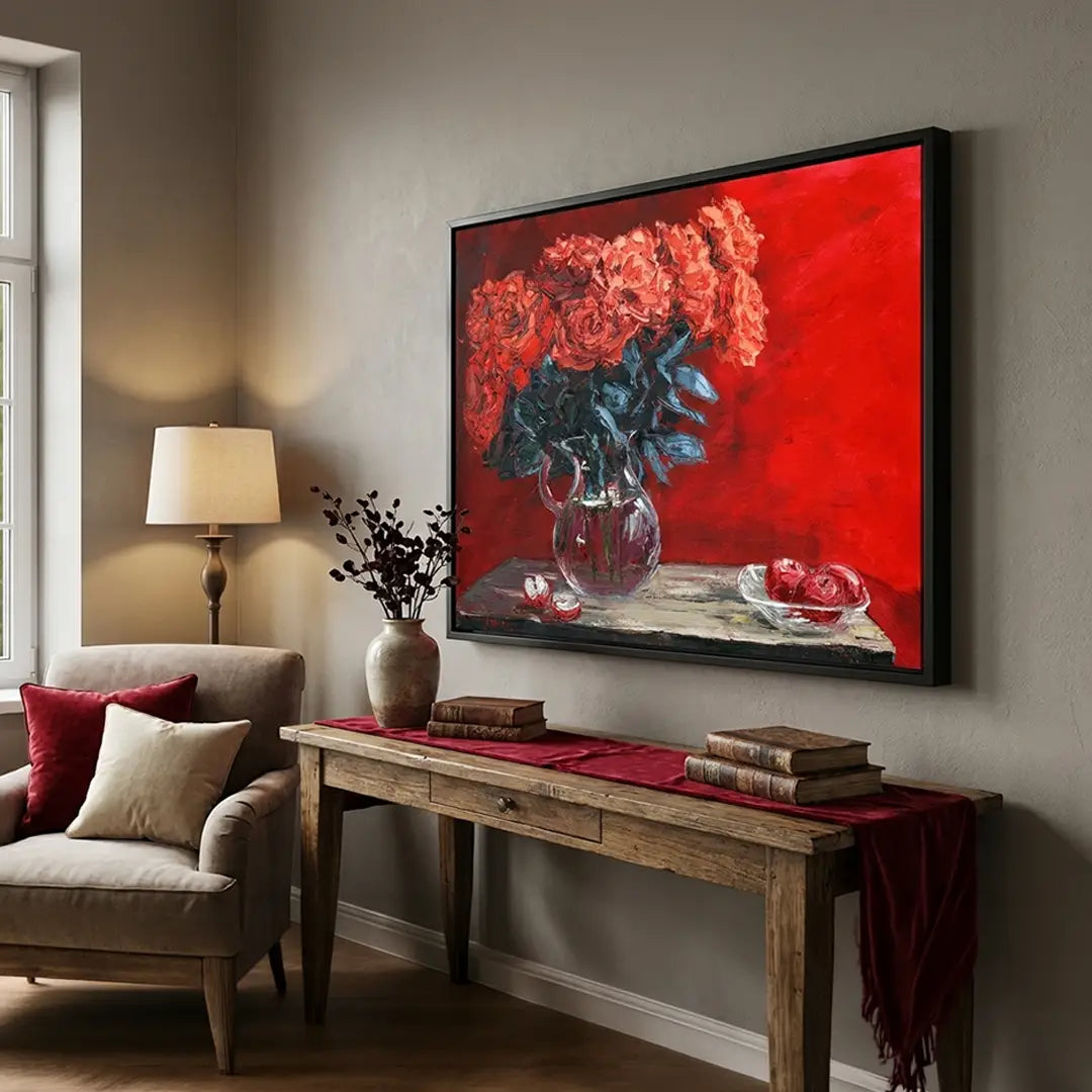 Vibrant Roses and Apples Botanical Art Poster - XS / Matte Paper / Rolled Art - Nook At You