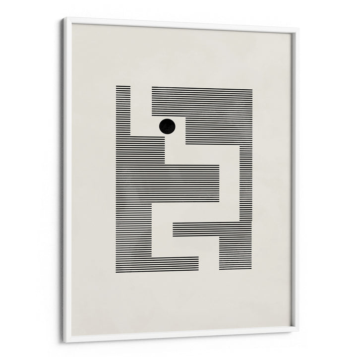 Minimalist Maze Abstract Art-White Frame-Nook At You