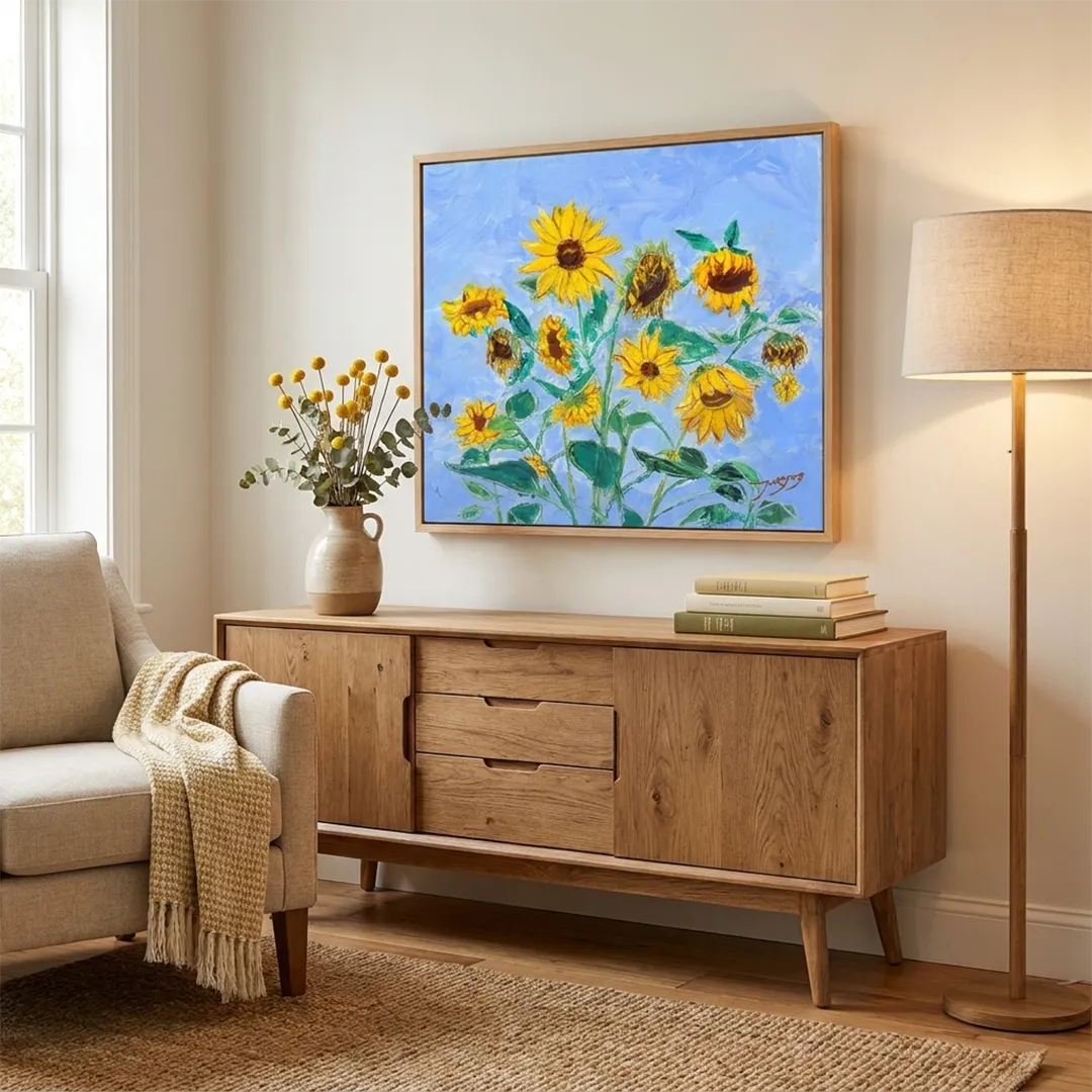 Golden Sunflowers Botanical Painting - XS / Matte Paper / Rolled Art - Nook At You