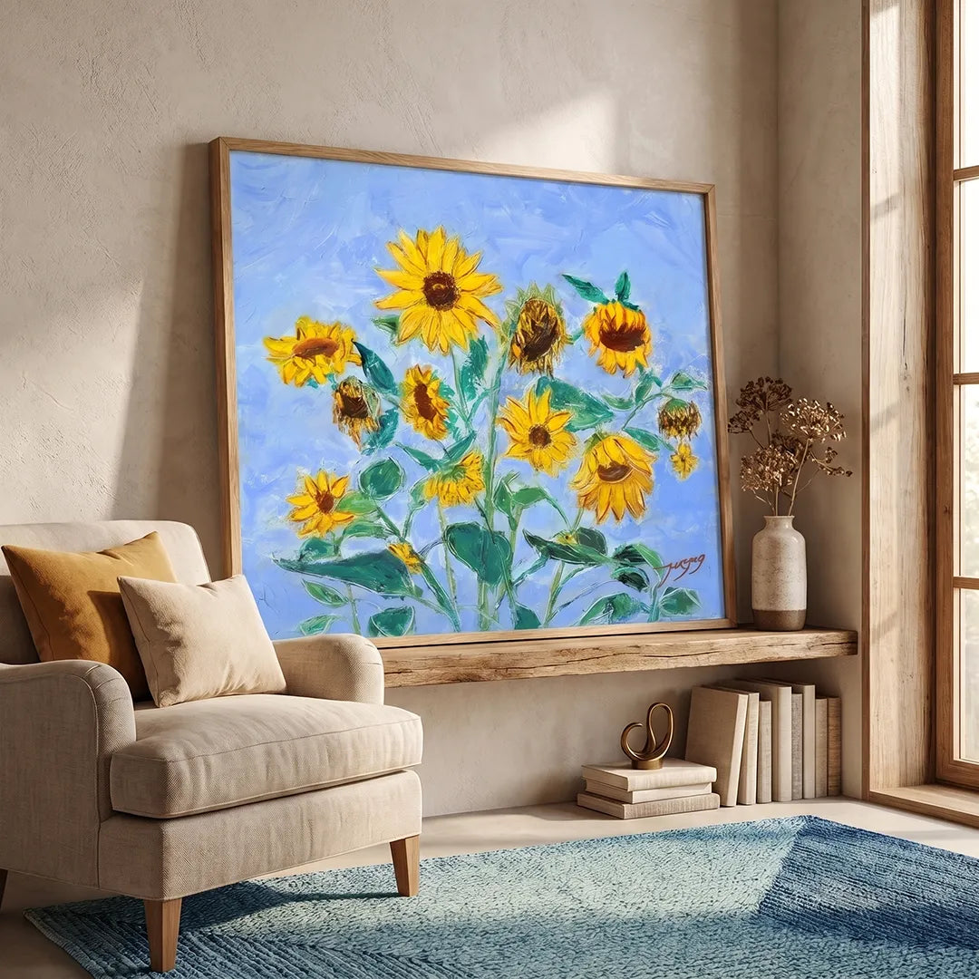 Golden Sunflowers Botanical Painting - XS / Matte Paper / Rolled Art - Nook At You