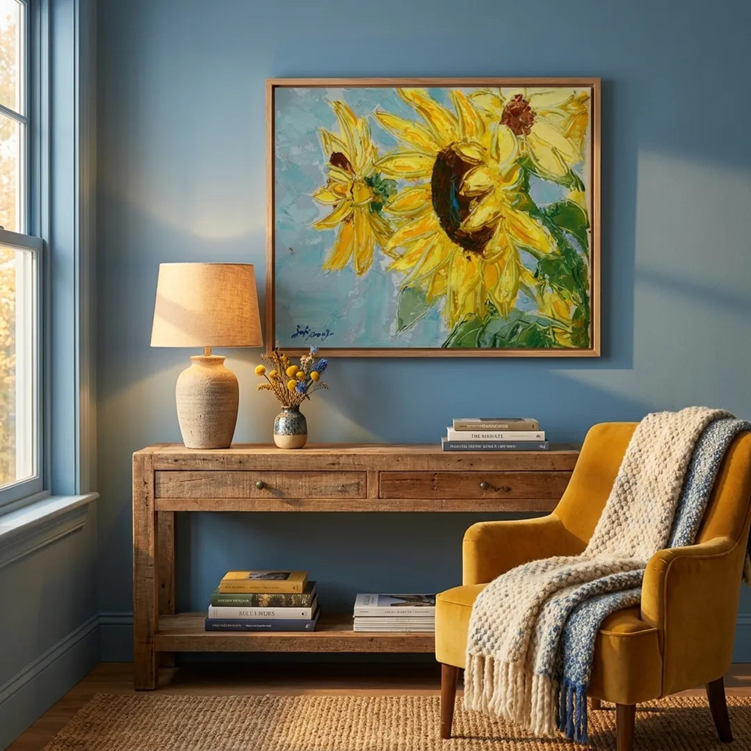 Bright Yellow Sunflowers Floral Wall Art For Living Room - XS / Matte Paper / Rolled Art - Nook At You