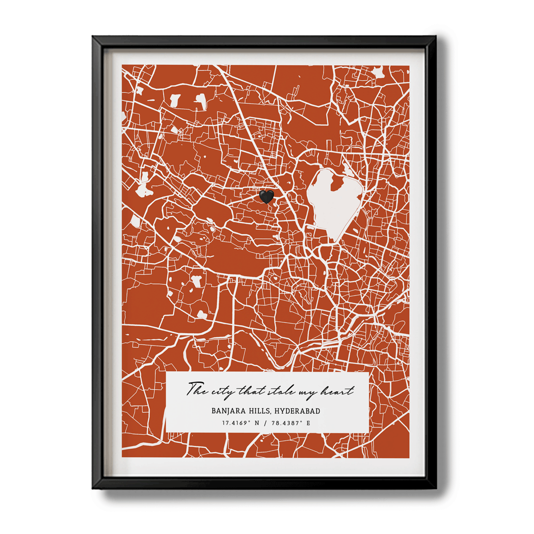 Custom Street Map Art - Burnt Orange - The Executive - XS / Matte Paper / Rolled Art - Nook At You
