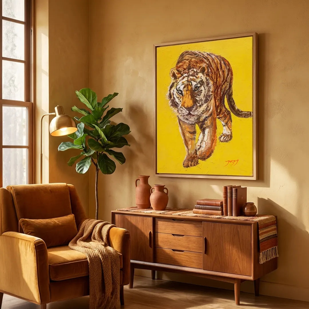 Intense Tiger Gaze Boho Wall Art For Living Room - XS / Matte Paper / Rolled Art - Nook At You