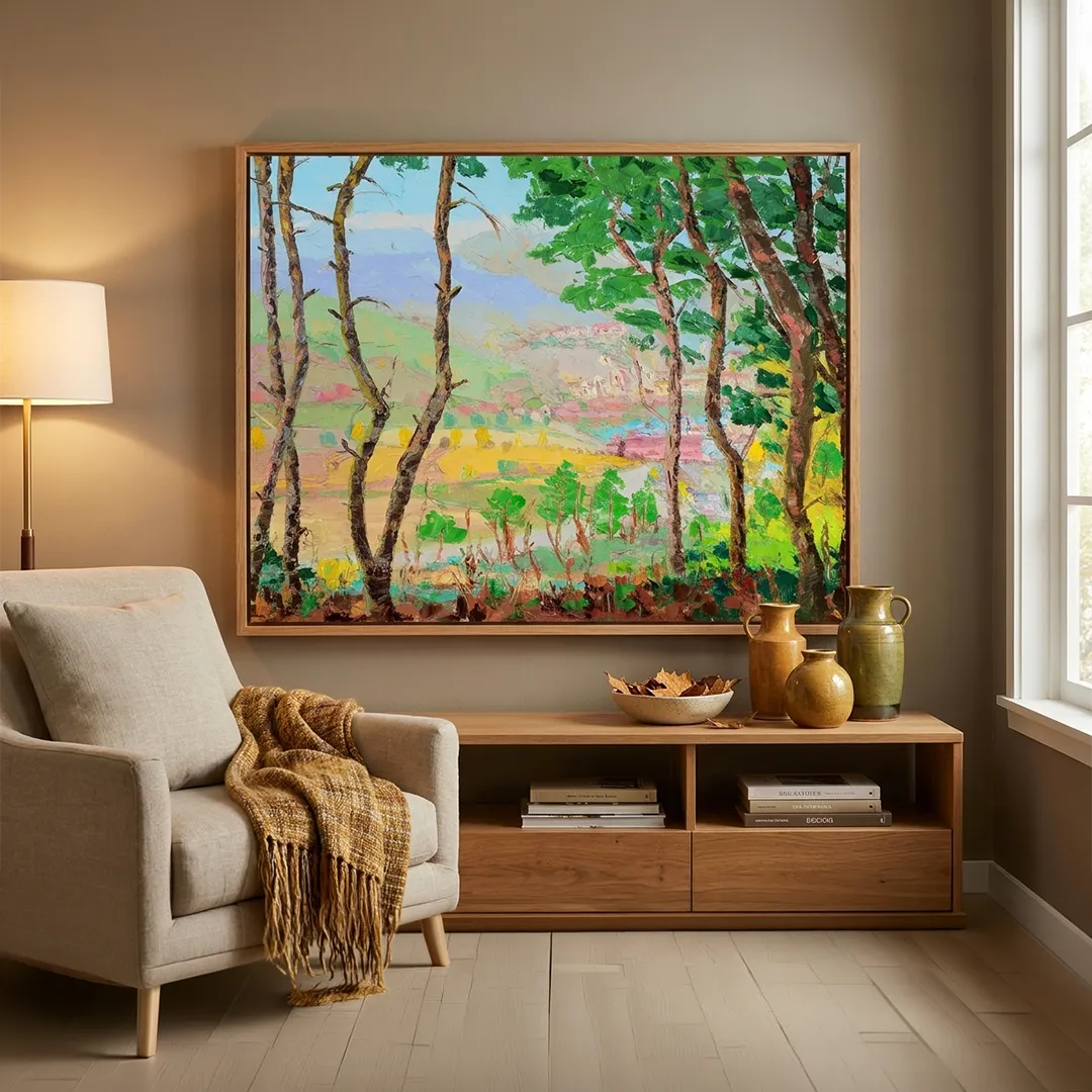 Scenic Valley Village Landscape Wall Art Painting - XS / Matte Paper / Rolled Art - Nook At You