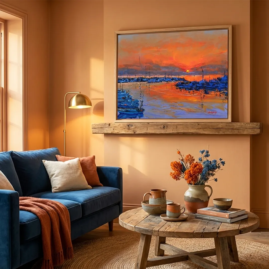 Vibrant Sunset Marina Landscape Wall Art Print - XS / Matte Paper / Rolled Art - Nook At You