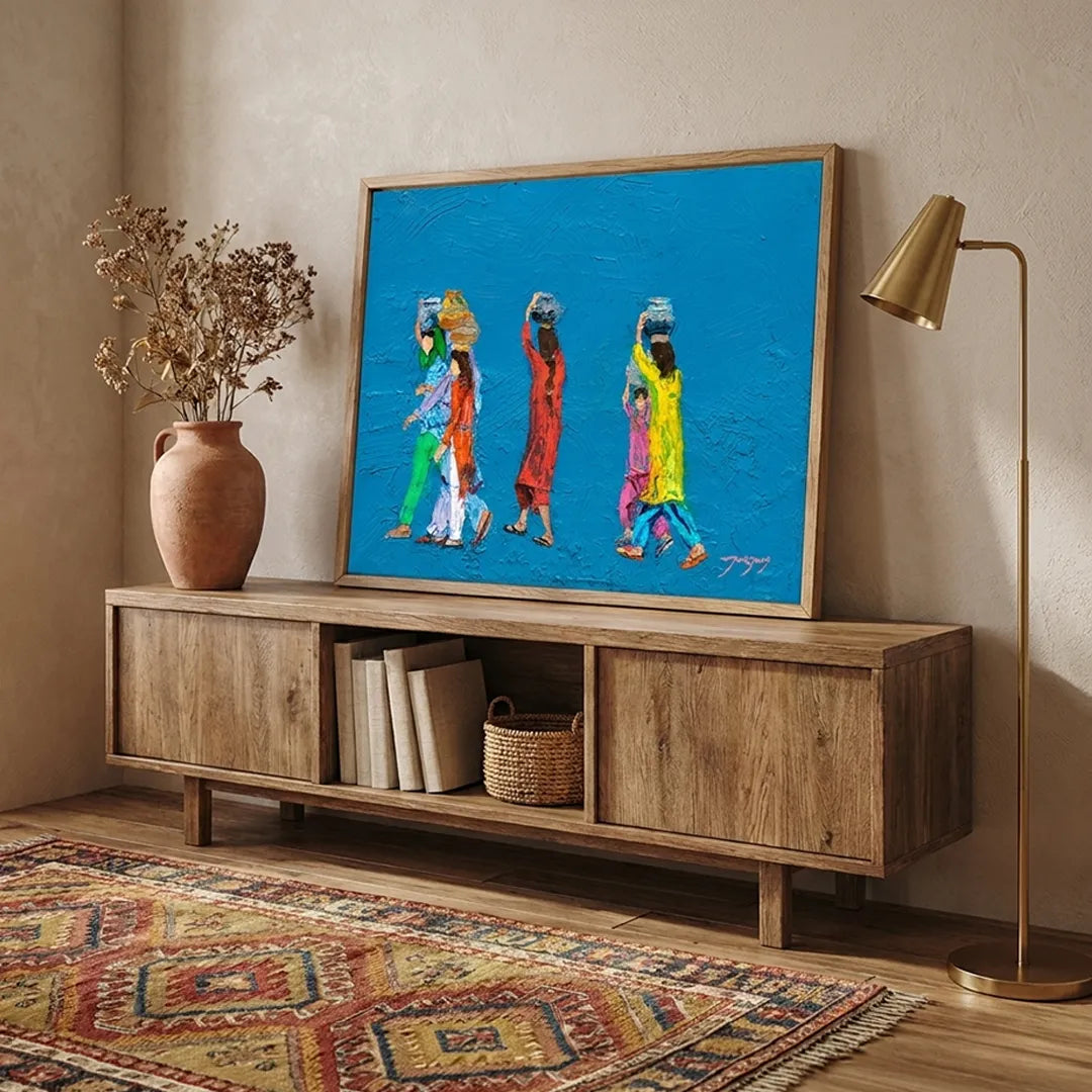 Colorful Water Carriers Canvas Painting for Living Room - XS / Matte Paper / Rolled Art - Nook At You
