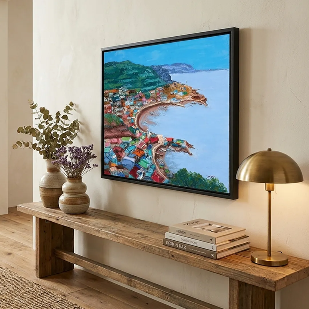 Colorful Coastal Village Landscape Wall Art Print - XS / Matte Paper / Rolled Art - Nook At You