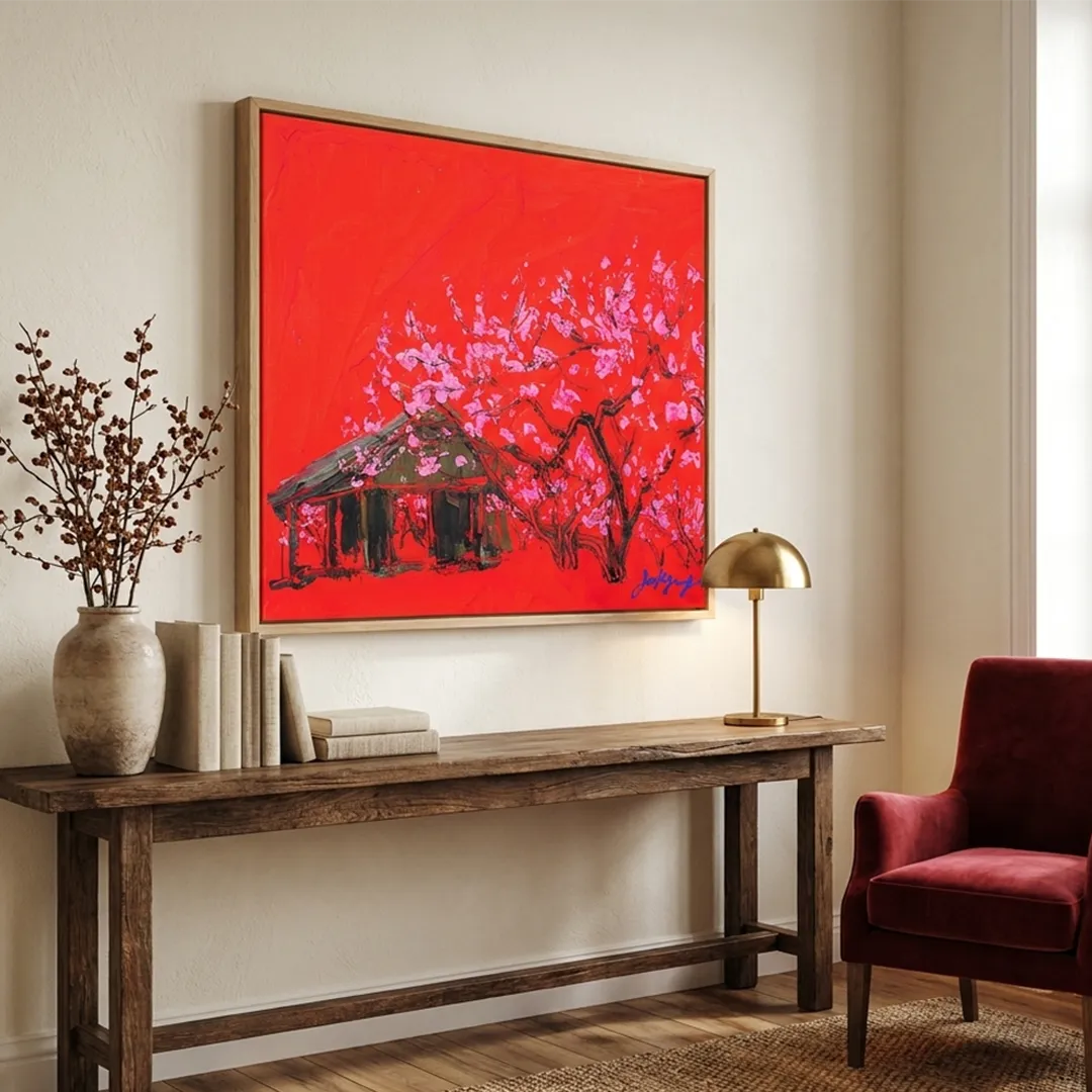 Vibrant Blossom House Abstract Painting For Living Room - XS / Matte Paper / Rolled Art - Nook At You