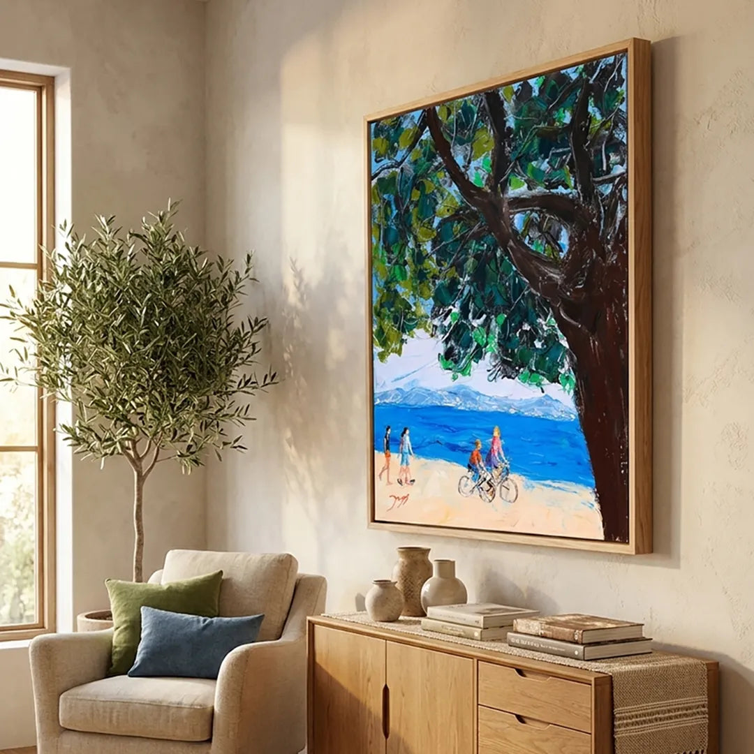 Coastal Walk and Cycles Landscape Painting - XS / Matte Paper / Rolled Art - Nook At You
