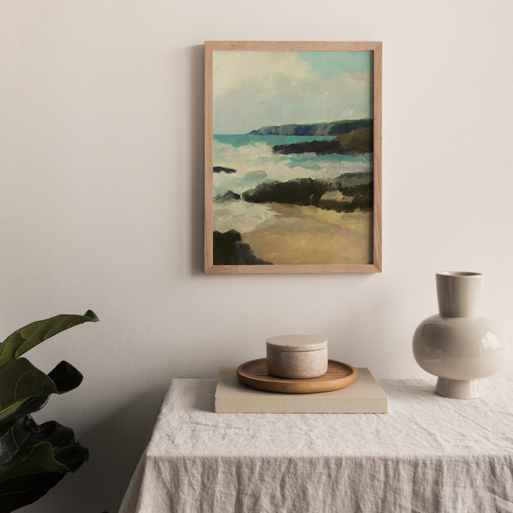 Rocky Beach Landscape Art-Rolled Art-Nook At You