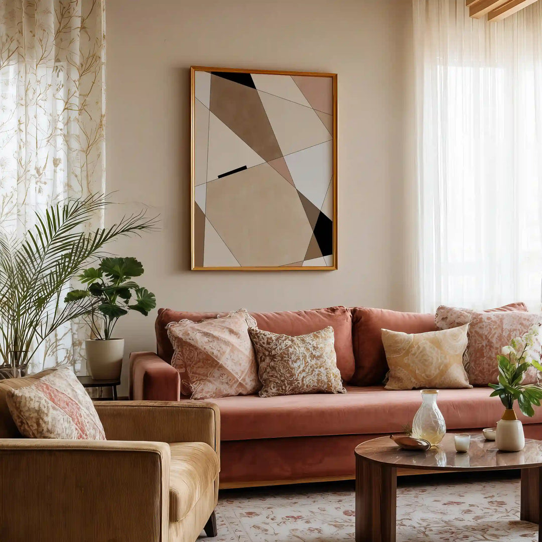 Beige Angles – Minimalist Geometric Wall Art Print - XS / Matte Paper / Rolled Art - Nook At You