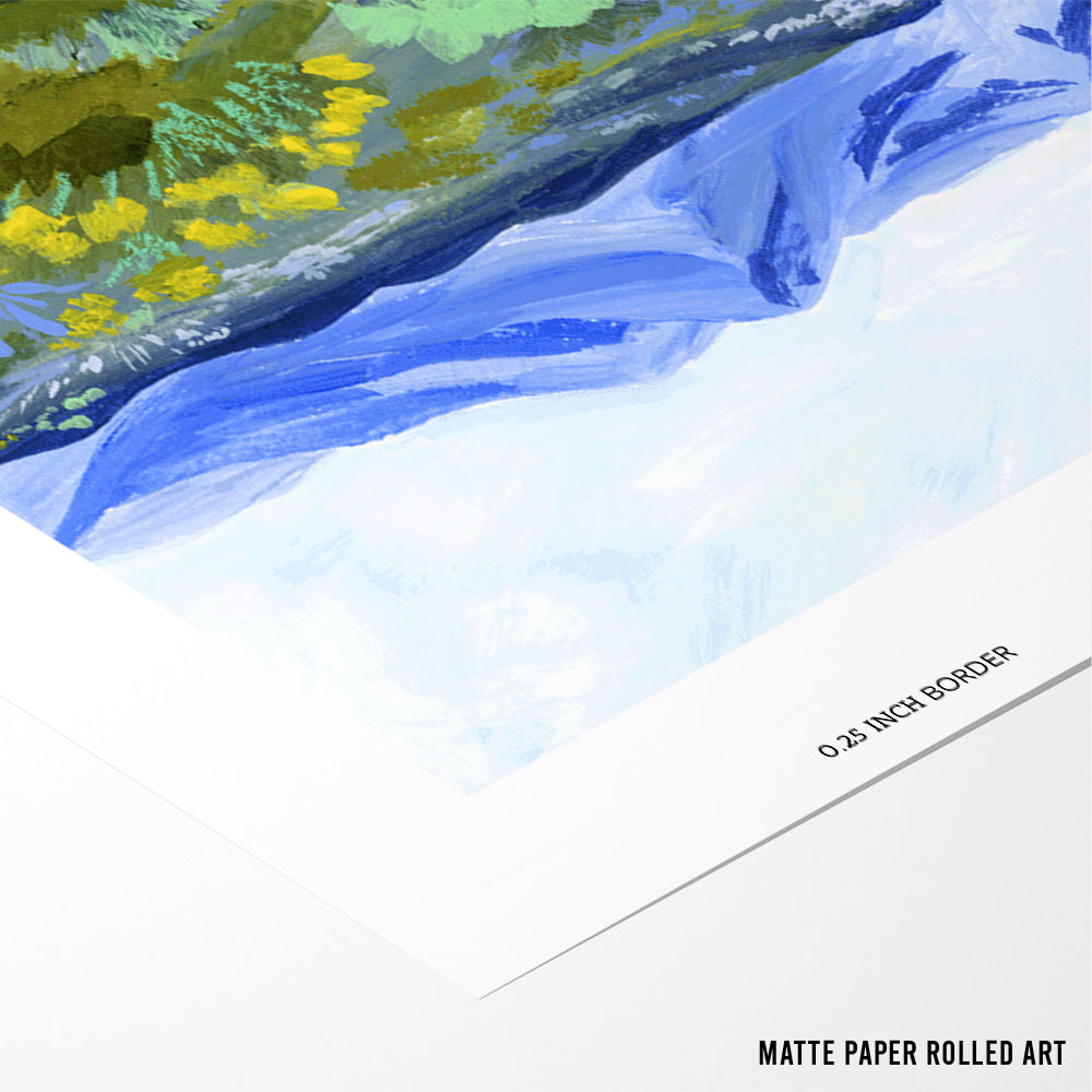 Blue Valley – Mountain Landscape Canvas Painting - XS / Matte Paper / Rolled Art - Nook At You