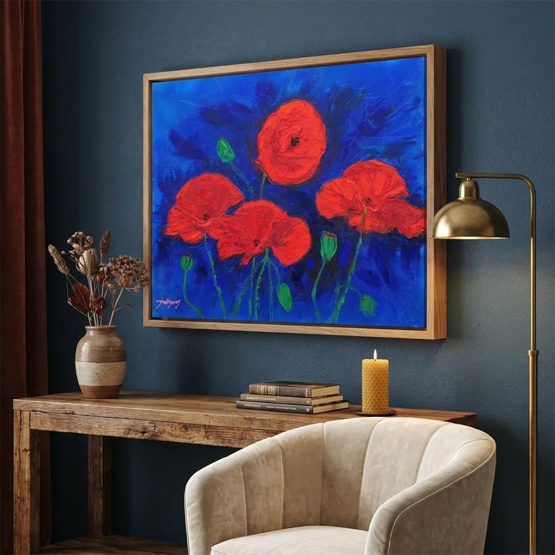 Vibrant Red Poppies Botanical Wall Art For Living Room - XS / Matte Paper / Rolled Art - Nook At You