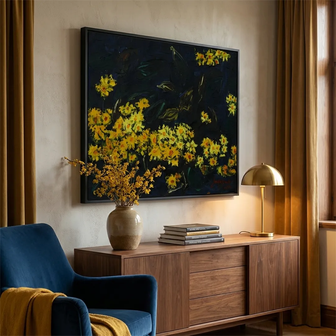 Night Garden Glow Botanical Painting For Living Room - XS / Matte Paper / Rolled Art - Nook At You