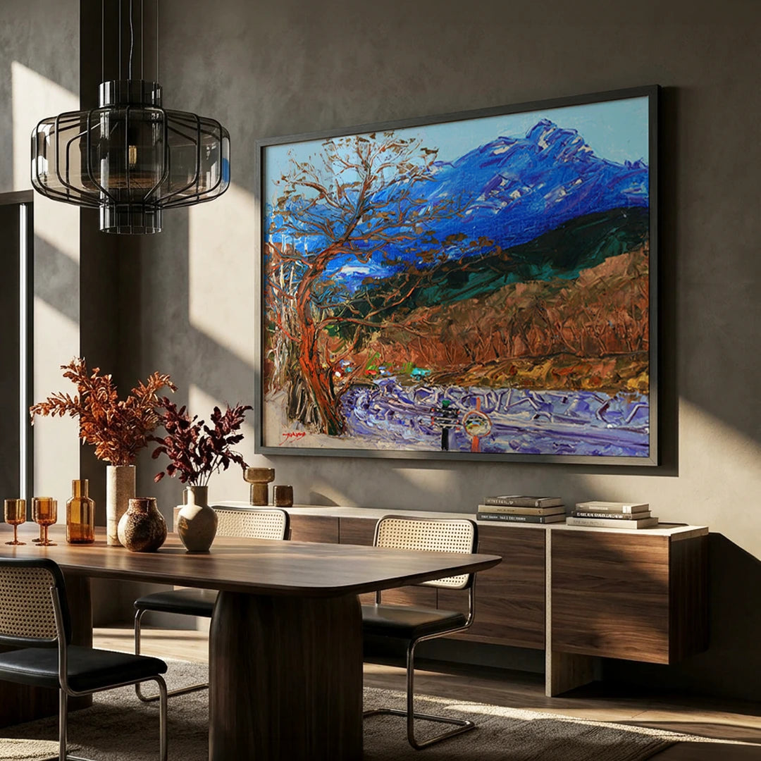 Blue Mountain Road Landscape Wall Art Print - XS / Matte Paper / Rolled Art - Nook At You