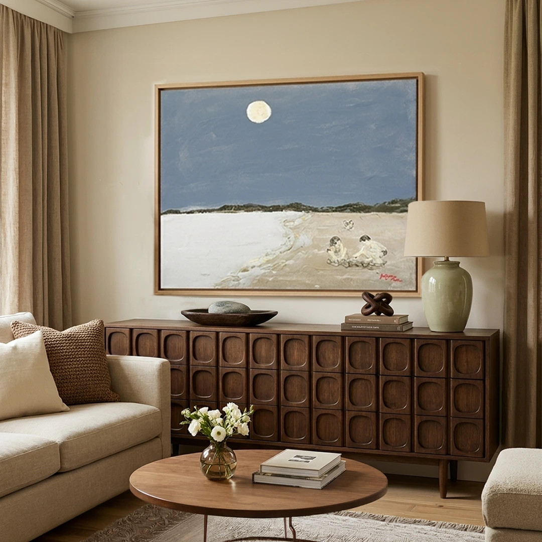 Moonlit Beach Play Coastal Landscape Wall Art - XS / Matte Paper / Rolled Art - Nook At You