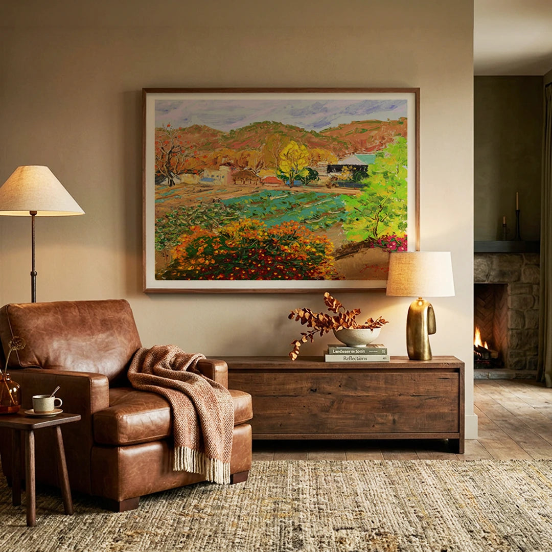 Vibrant Autumn Countryside Landscape Wall Art Print - XS / Matte Paper / Rolled Art - Nook At You