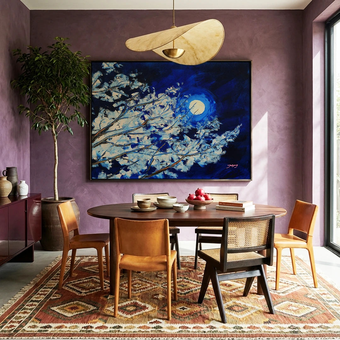 Moonlit Winter Branches Canvas Landscape Wall Art - XS / Matte Paper / Rolled Art - Nook At You