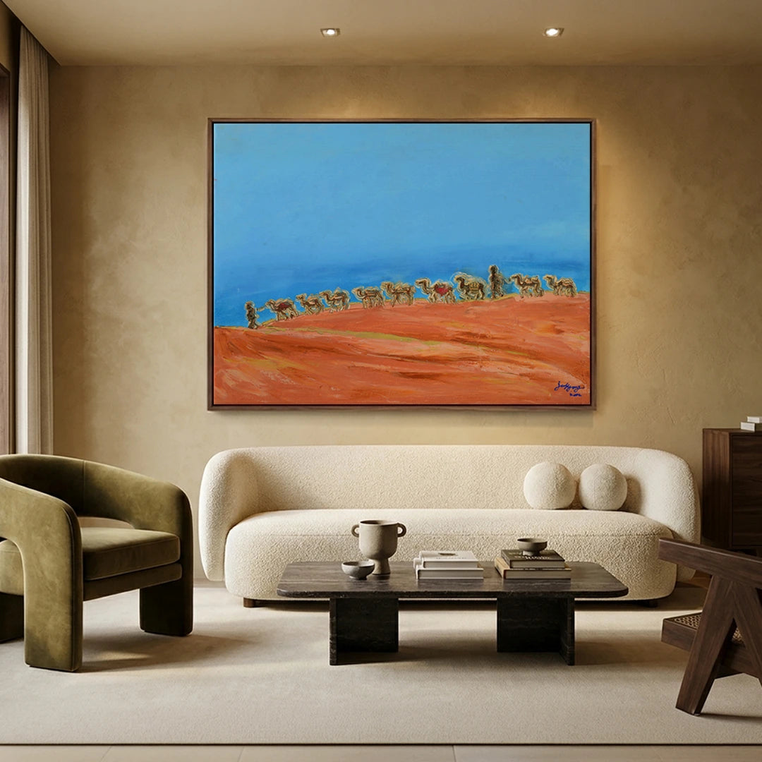 Desert Camel Caravan Landscape Wall Art Poster - XS / Matte Paper / Rolled Art - Nook At You