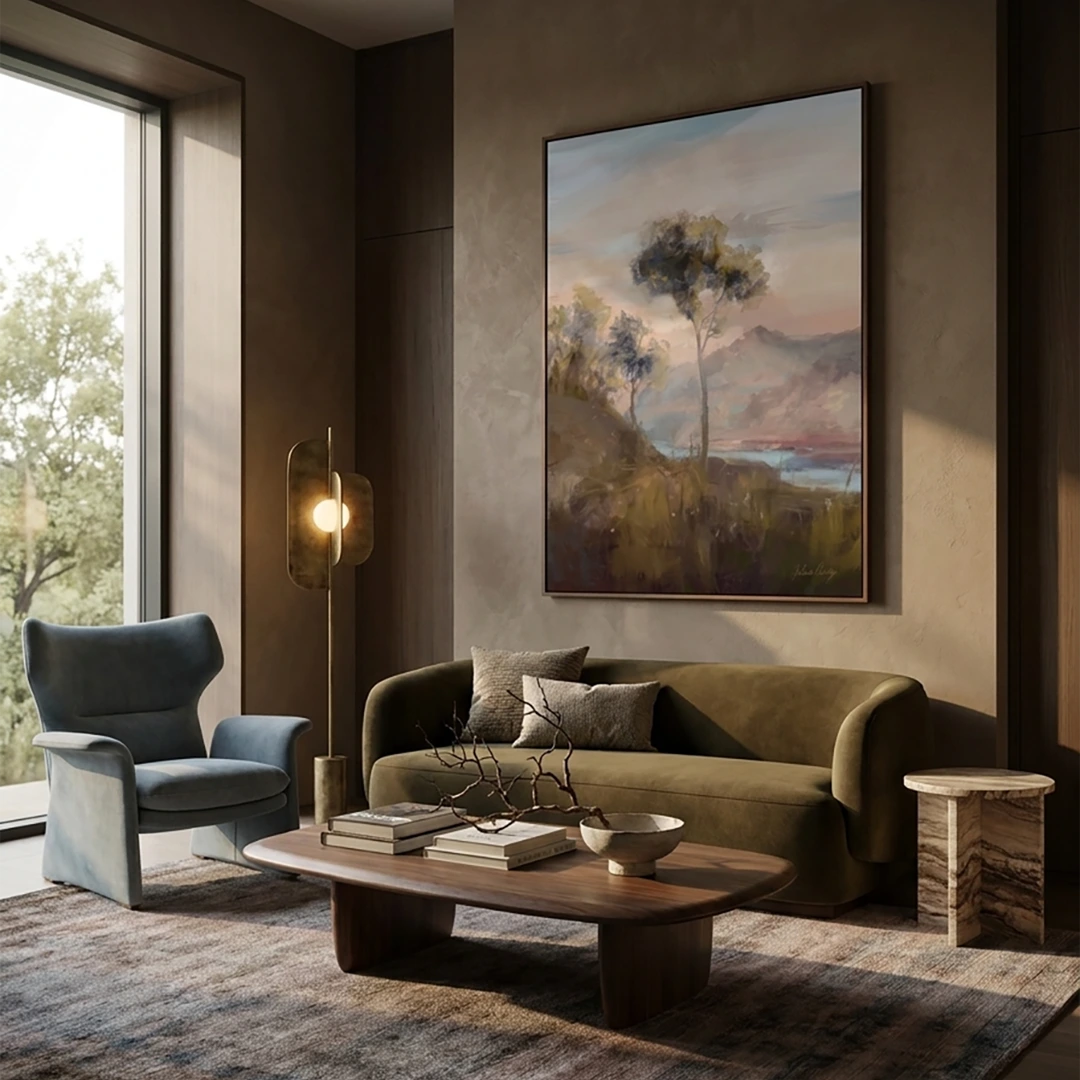 Hazy Mountain Retreat Landscape Art For Living Room - XS / Matte Paper / Rolled Art - Nook At You