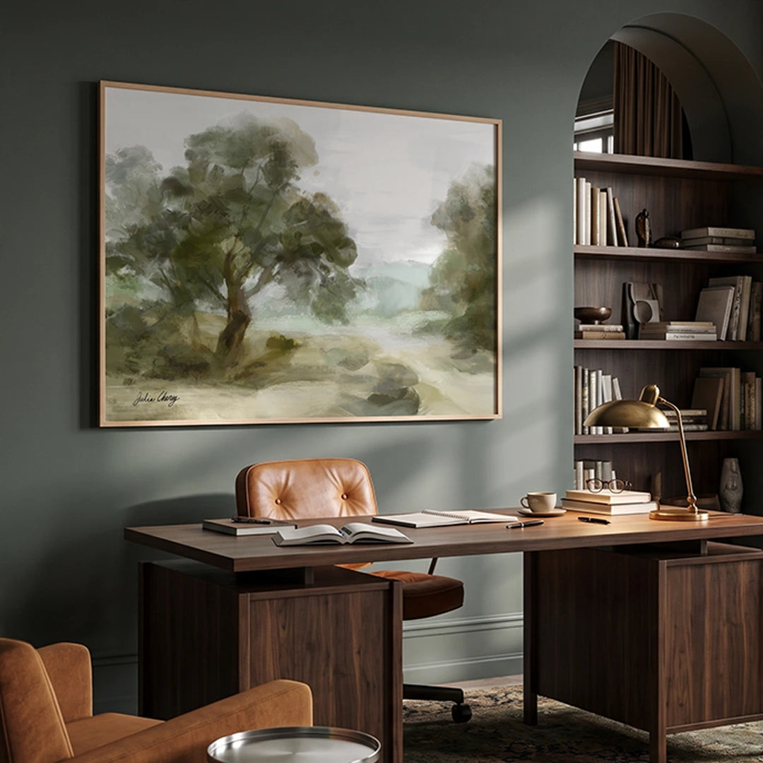 Misty Valley Path Landscape Painting - XS / Matte Paper / Rolled Art - Nook At You