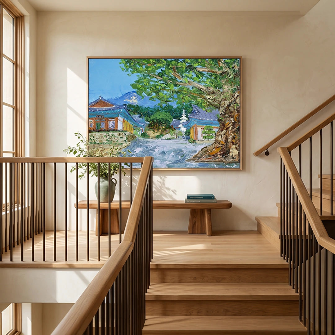 Korean Temple Mountain View Landscape Print - XS / Matte Paper / Rolled Art - Nook At You