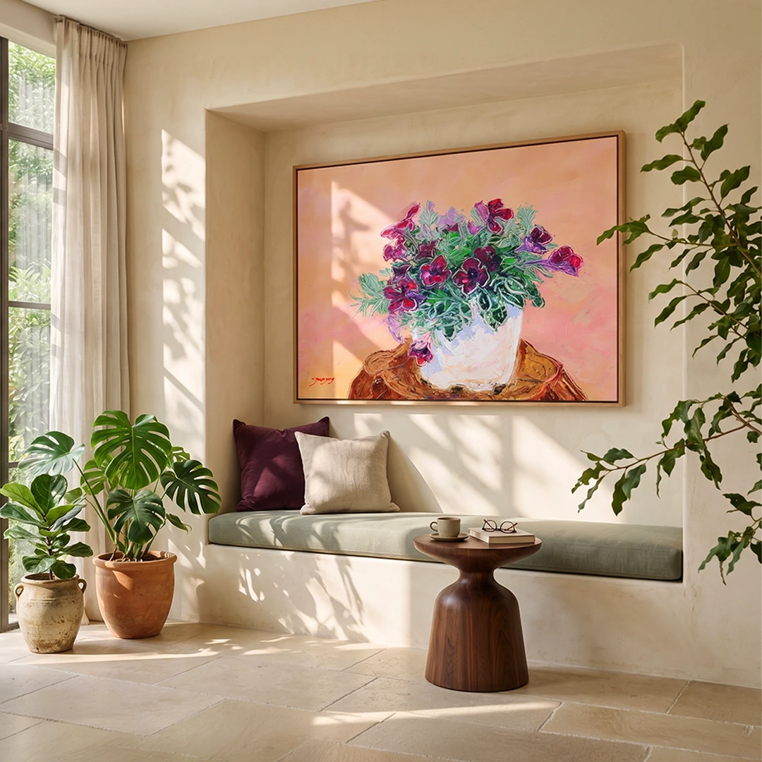 Vibrant Potted Flowers Floral Canvas Wall Art - XS / Matte Paper / Rolled Art - Nook At You