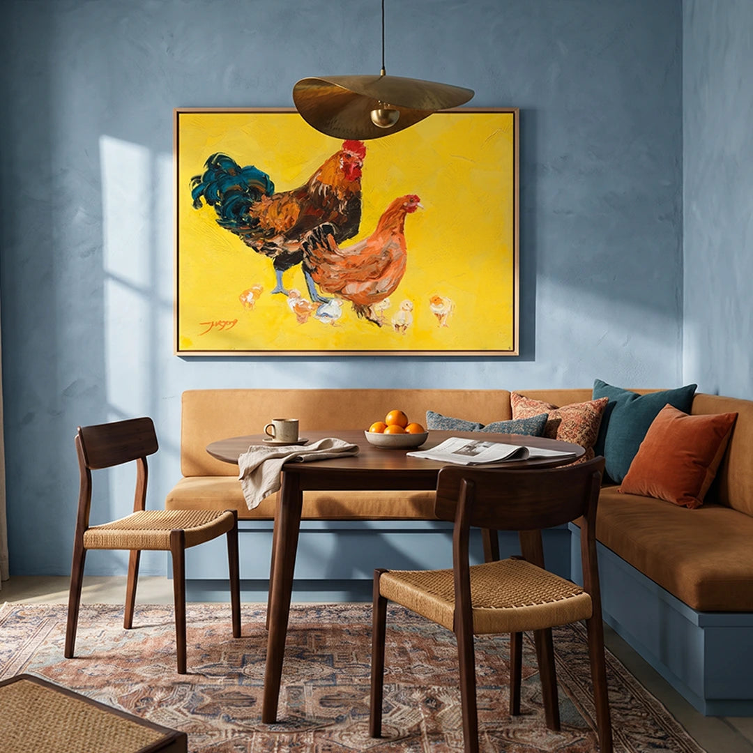 Vibrant Chicken Family Canvas Wall Art For Living Room - XS / Matte Paper / Rolled Art - Nook At You