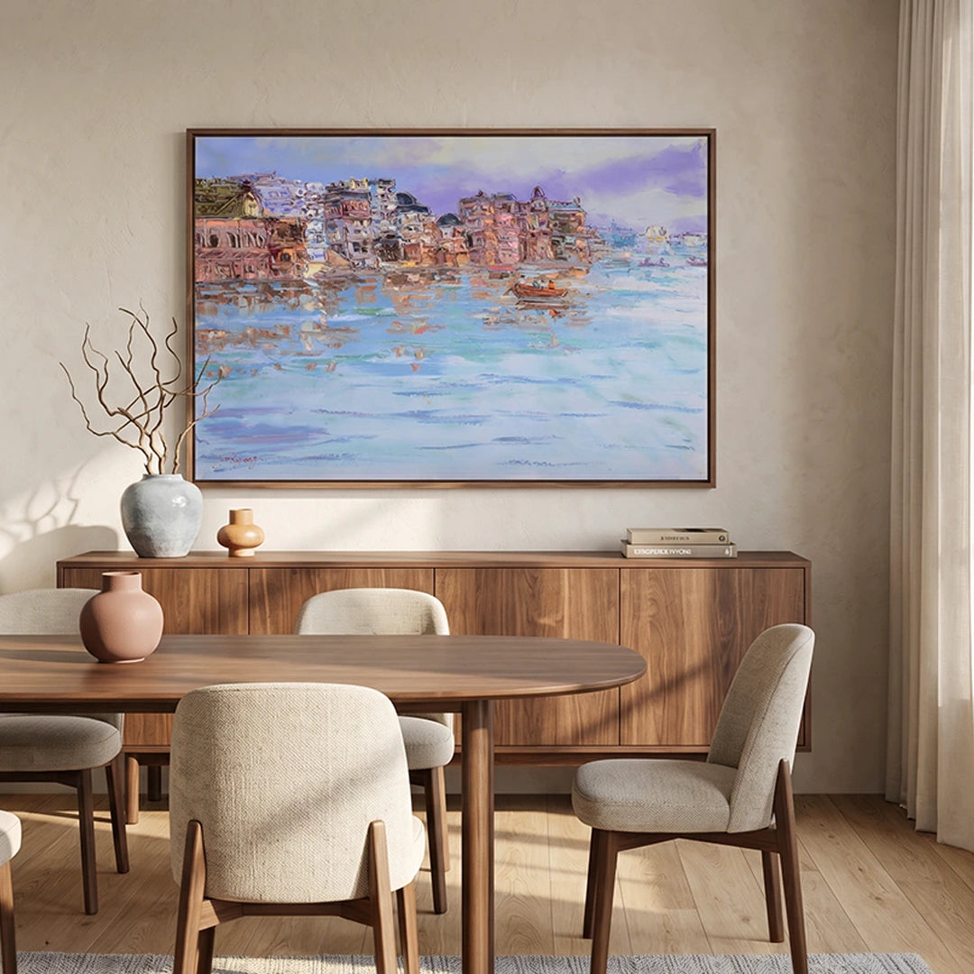 Varanasi River Morning Landscape Canvas Art Print - XS / Matte Paper / Rolled Art - Nook At You