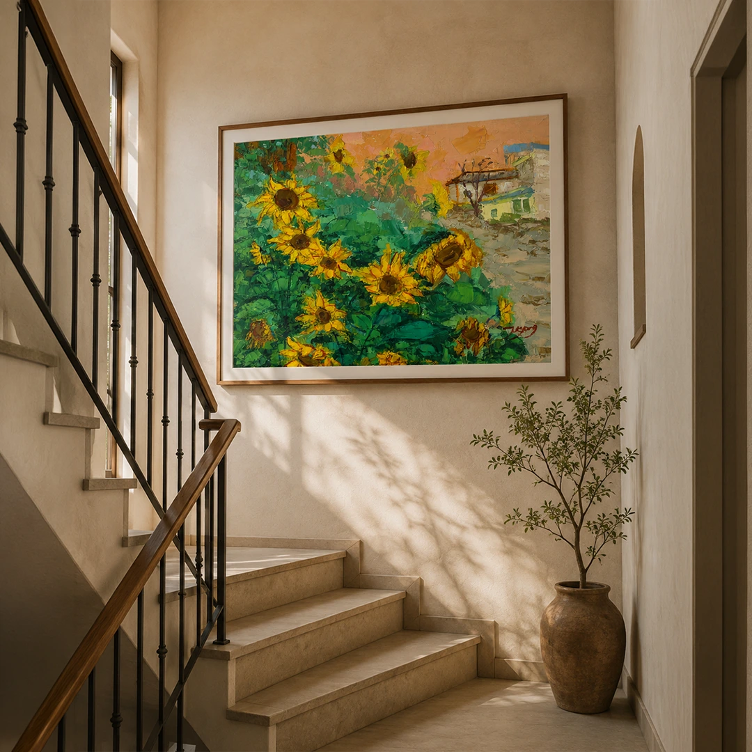 Sunflowers and City Botanical Wall Art Poster - XS / Matte Paper / Rolled Art - Nook At You