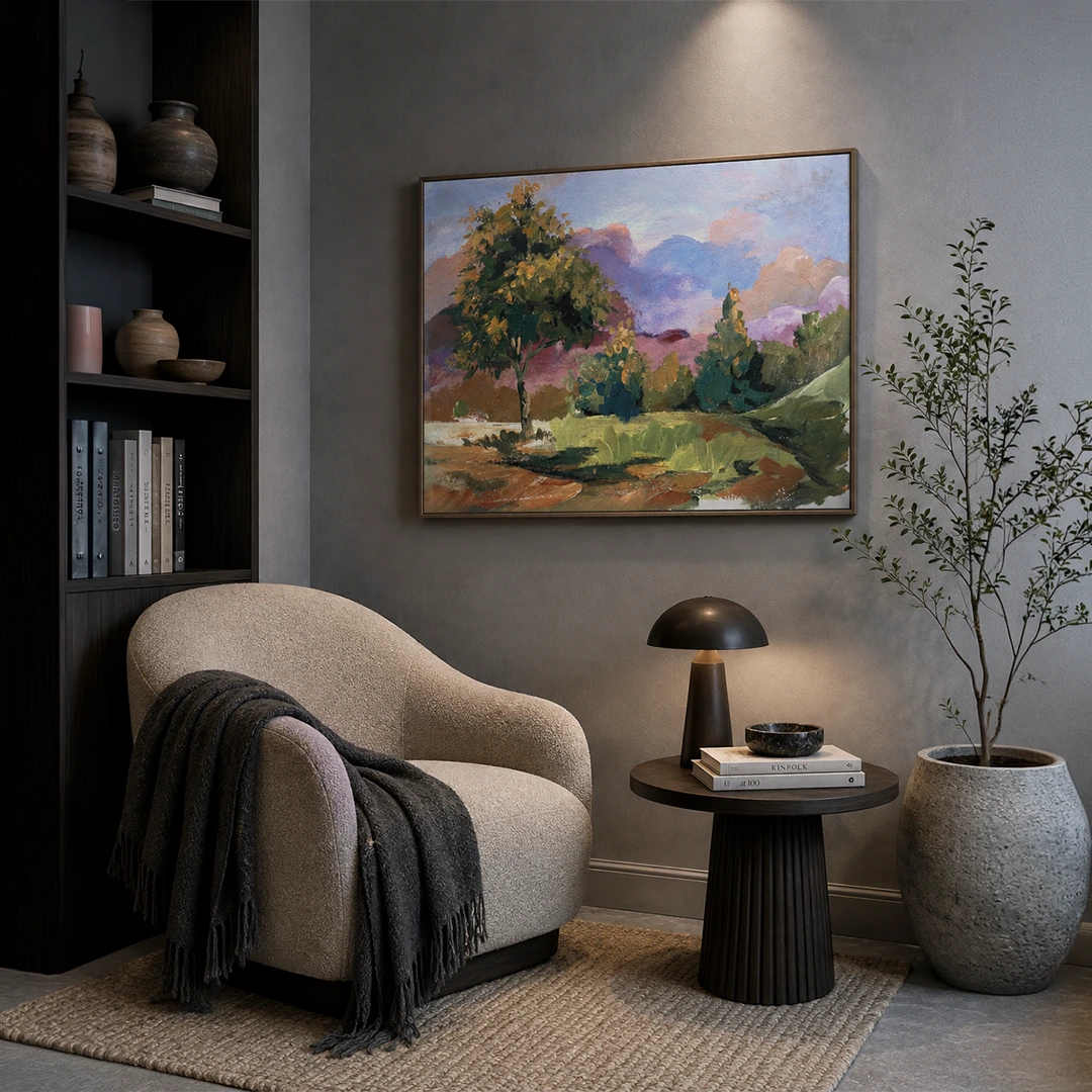 Pastel Cloudscape Tree Landscape Painting - XS / Matte Paper / Rolled Art - Nook At You