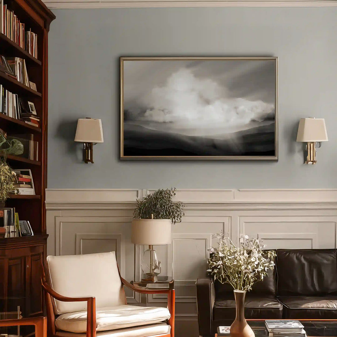 Celestial Drift – Moody Grey Landscape Abstract Art - XS / Matte Paper / Rolled Art - Nook At You
