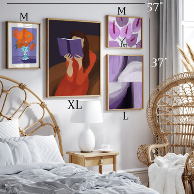 Reading in Purple Gallery Wall Set of 4