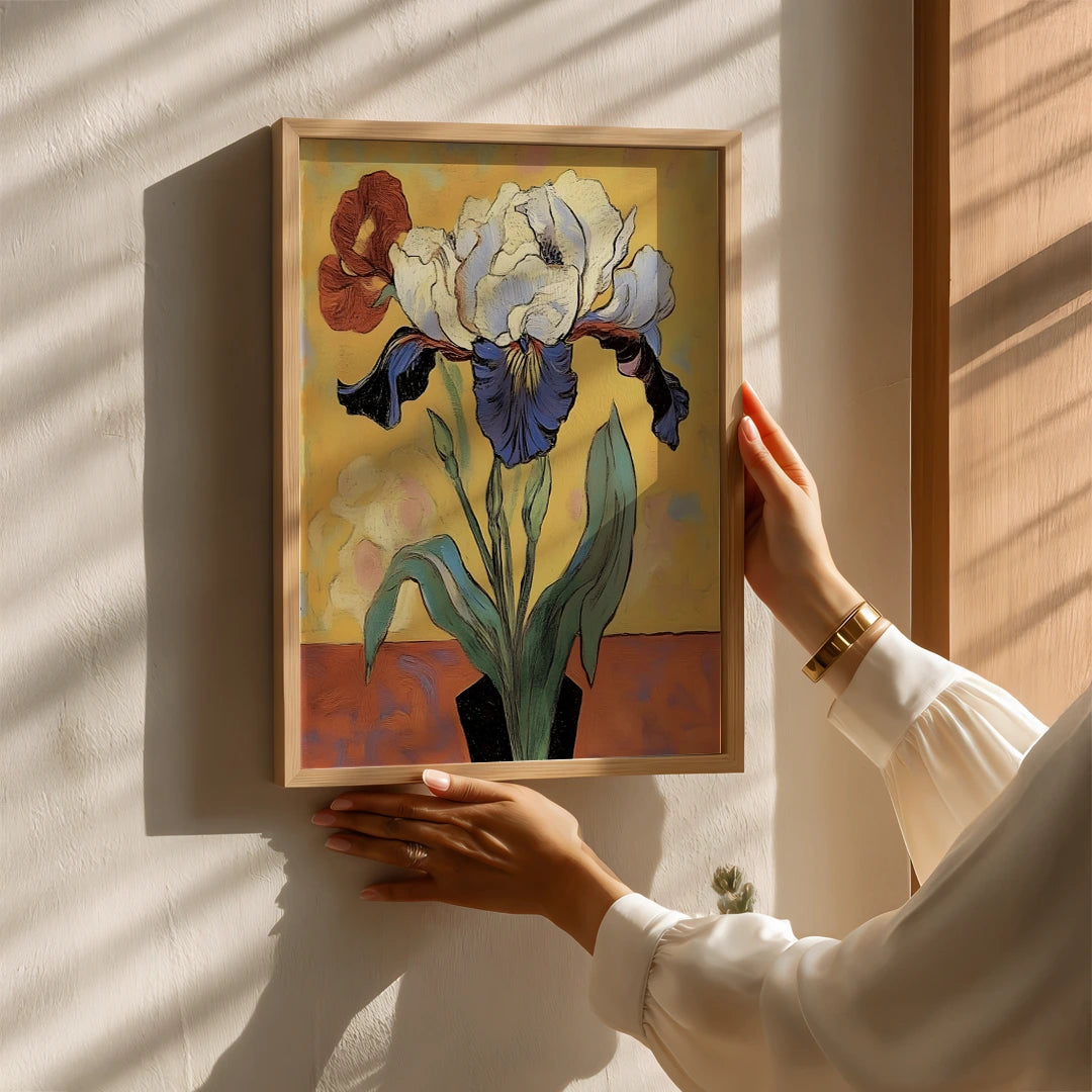 Iris In a Vase Botanical Wall Art Print - XS / Matte Paper / Rolled Art - Nook At You