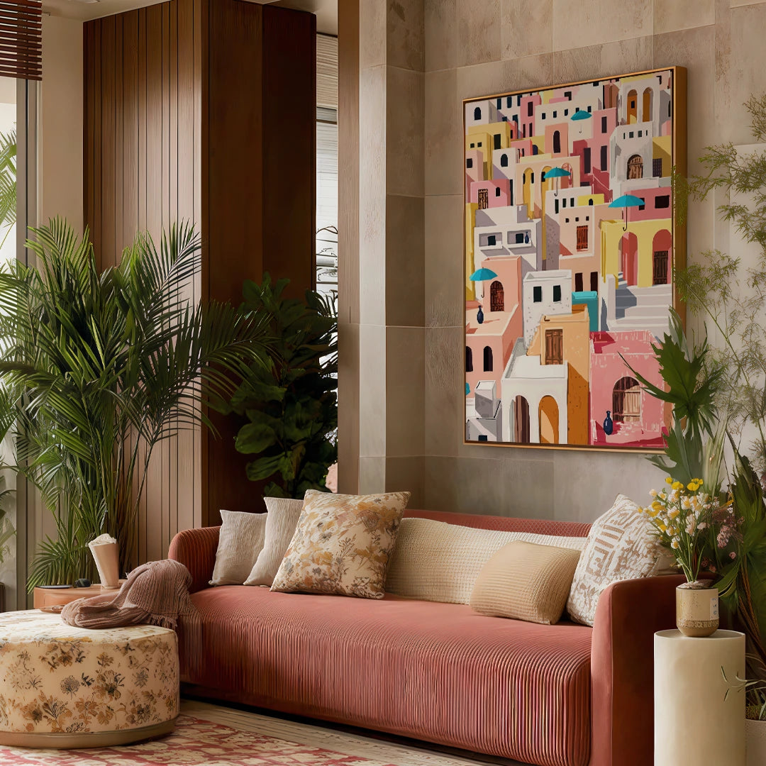 Pastel Cityscape Canvas Painting - XS / Matte Paper / Rolled Art - Nook At You