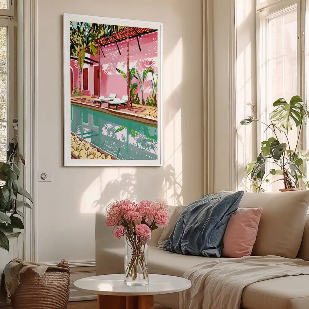 Vacay Villa With Poolside Scene Wall Art Prints - XS / Matte Paper / Rolled Art - Nook At You