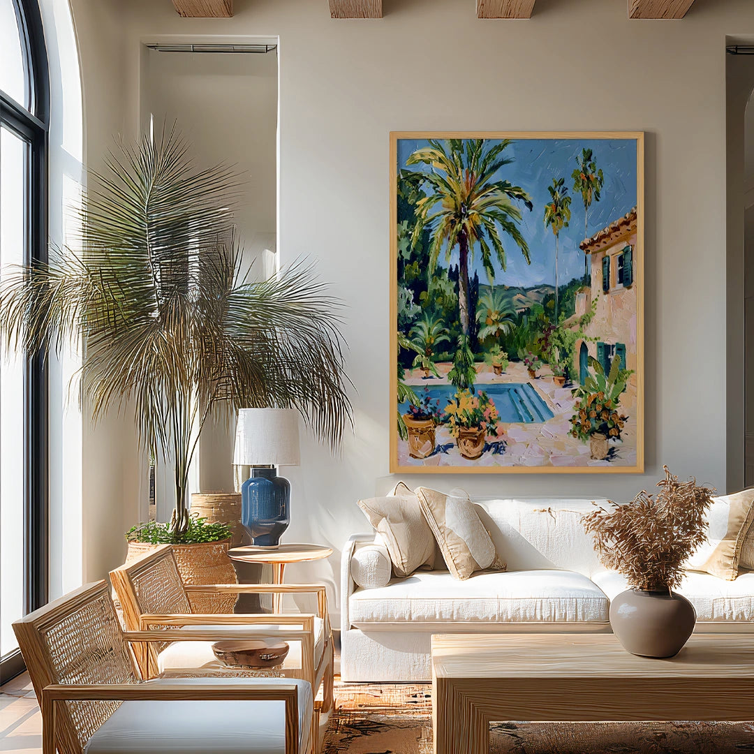 Pool and Palm Landscape Wall Decor - XS / Matte Paper / Rolled Art - Nook At You